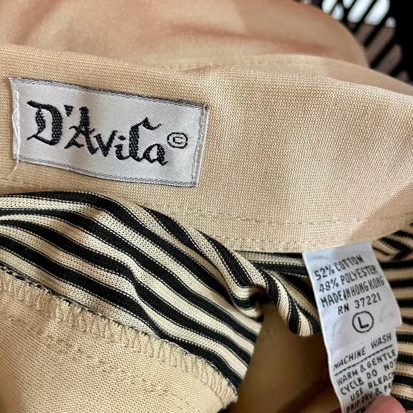 Vintage D'Avila Tan Men's Retro 90s Quarter Button Polo Shirt - Sz Large - Picture 6 of 7